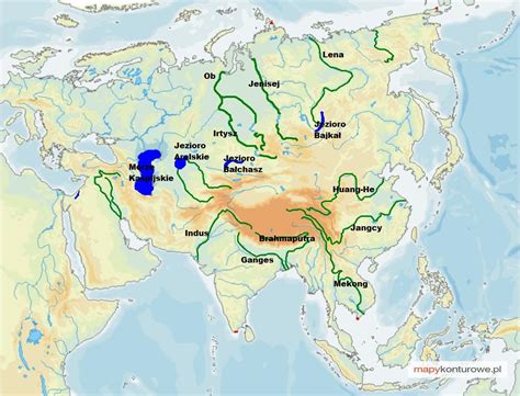 Mapa Azji Rzeki Mapa