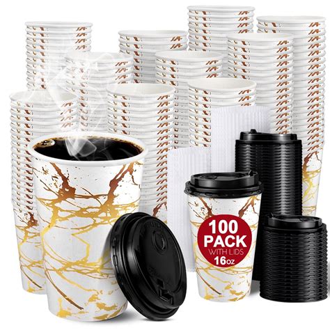 Kpx Oz Disposable Coffee Cups Pack With Lids Sleeves For Hot