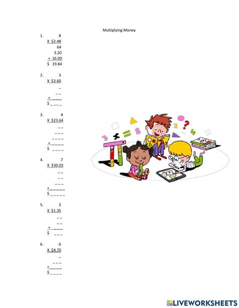 Multiplying Money Interactive Worksheet Live Worksheets