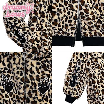 Buy LISTEN FLAVOR Fire Heart Cat Ear Plush Jacket Leopard At Dreamy Bows