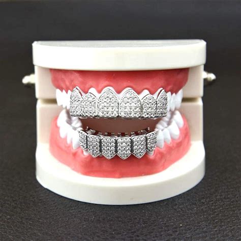 Iced Out Diamond Teeth Grillz For Men Women Hip Hop Silver Gold Grills