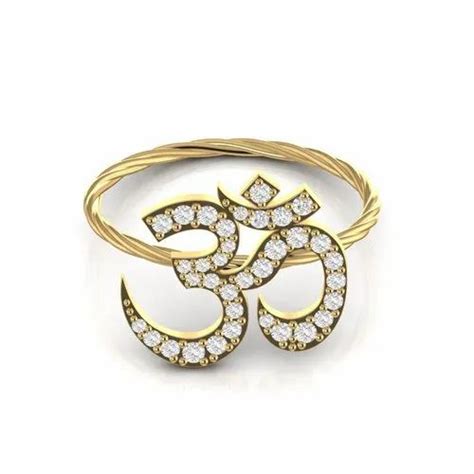 Om Sign Religious Diamond Ring Fine Jewelry Solid 18kt Yellow White