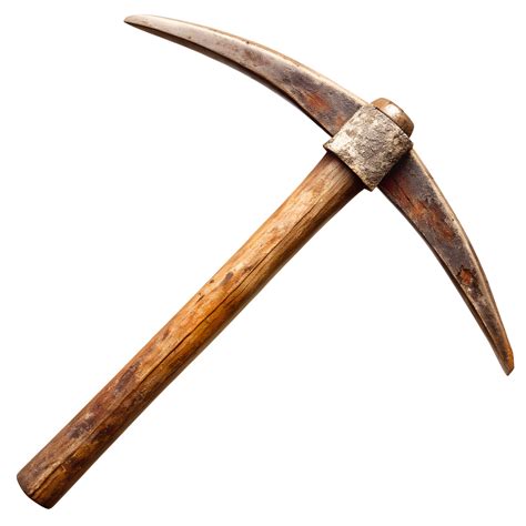 traditional pickaxe resting   wooden surface transparent  png