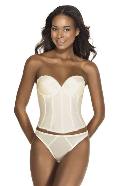 Dominique Davids Bridal Low Back White Satin Torso Corset Bra Bustier