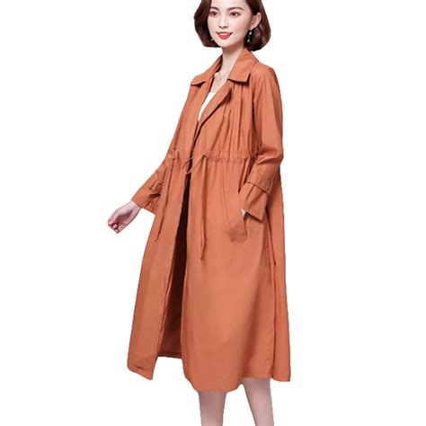 Buy Women Long Trench Coat Spring Autumn Open Loose