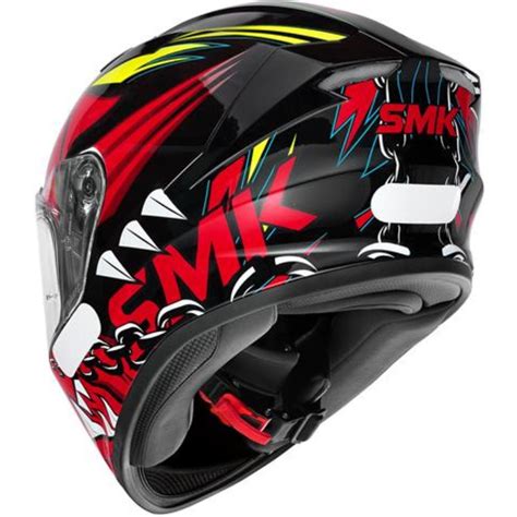 Capacete Smk Stellar Monster Preto Vermelho Branco Grid Motors