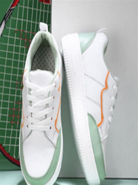 Buy The Roadster Lifestyle Co Women White And Sea Green Colourblocked Lightweight Sneakers