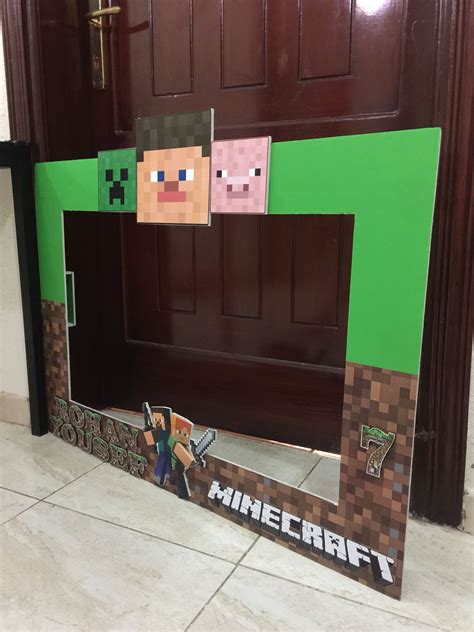 Minecraft Birthday Photo Booth Props Frame Minecraft Party