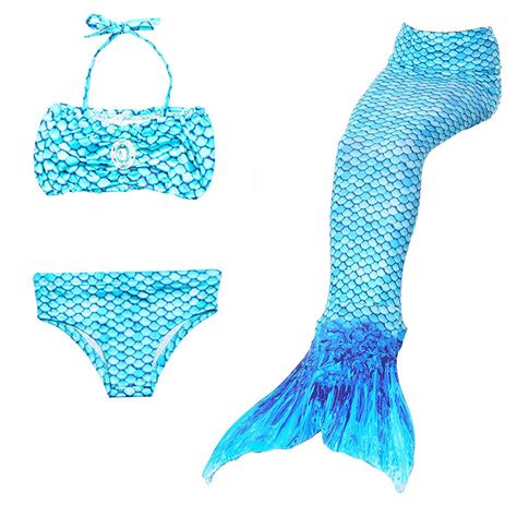 PCS Sky Blue Mermaid Tail Swimsuit Sea Maid Princess Bikini Swimming Set N