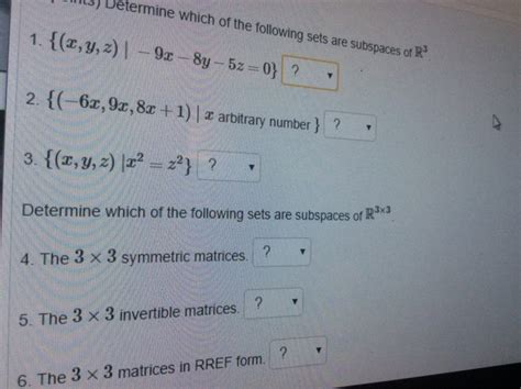 Solved Determine Which Of The Following Sets Are Subspaces Chegg