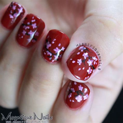 Japanese Cherry Blossom Nail Art Tutorial Cherry Blossom Nails Art