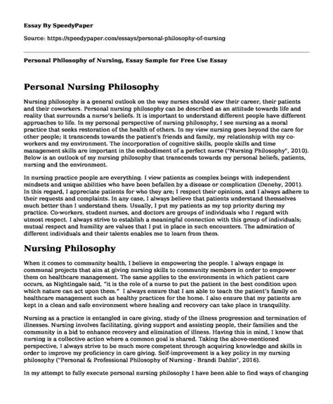 Personal Philosophy Of Nursing Essay Sample For Free Use