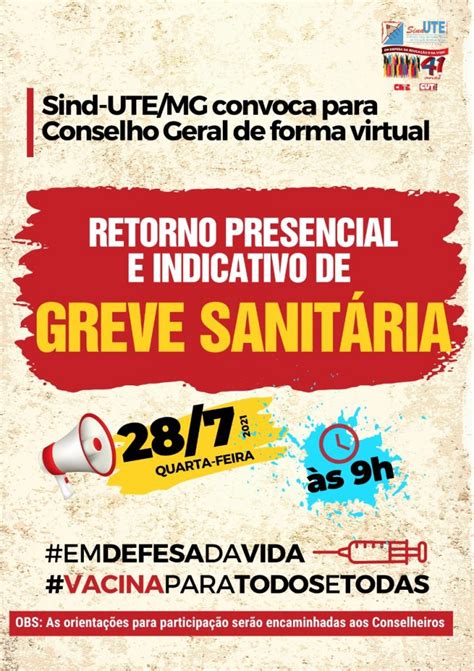 28 7 às 9h Sind UTE MG convoca para Conselho Geral de forma virtual