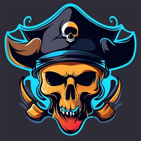 Ícone de vetor de caveira pirata design arrojado para camisetas