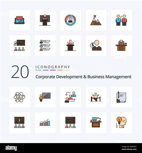 Corporate Development And Business Management Line Filled Color Icon