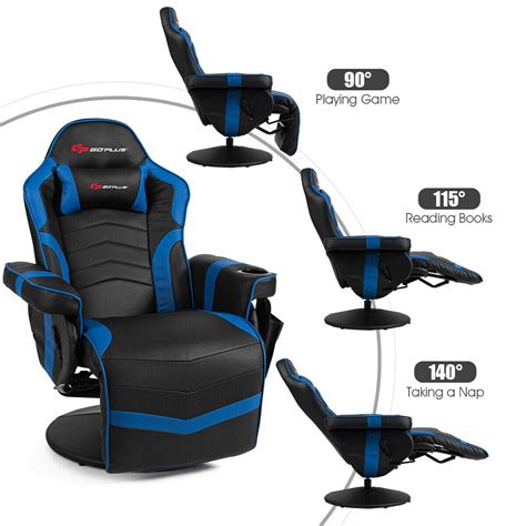 Goplus Massage Gaming Chair Racing Style Gaming Recliner W Adjustable