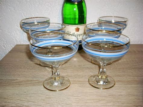 True Vintage St Cocktail Gl Ser Sekt Schalen Martini Blau Wei Gold