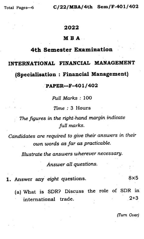 Mba 4th Sem Question Paper Vidyasagar University Mba Examinations 2020 Semester Iv Subject