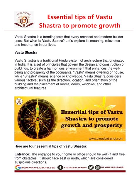 Ppt Essential Tips Of Vastu Shastra Powerpoint Presentation Free