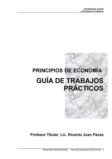 Principios De Econom A Gu A De Pr Cticos Licenciatura En Sistemas