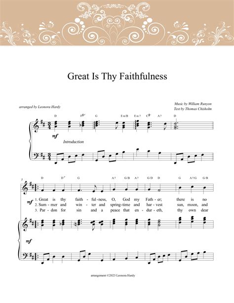 Great Is Thy Faithfulness Arr Leonora Hardy By William Runyon Thomas Chisholm Sheet Music