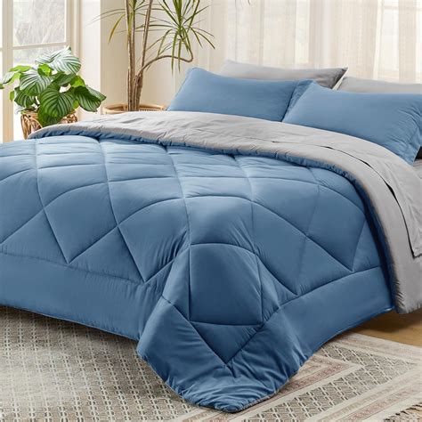 Amazon Bedsure Blue Bed Set King Pieces Reversible Blue