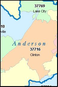 ANDERSON County, Tennessee Digital ZIP Code Map