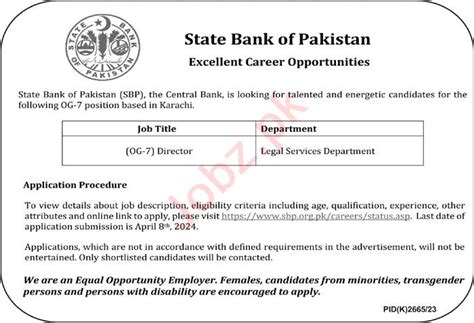 Career Opportunity At State Bank Of Pakistan Sbp Job Advertisement