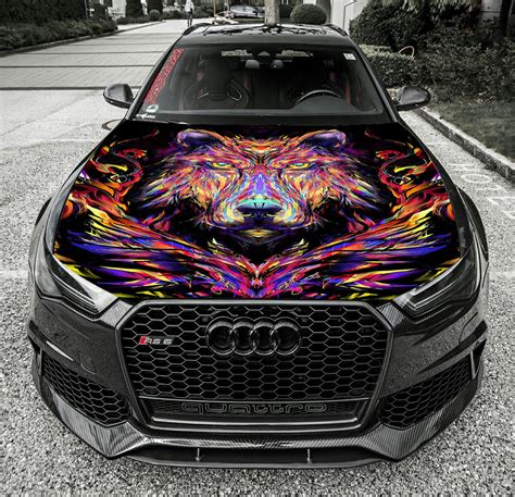 Vinyl Decal Abstract Wolf Car Hood Bonnet Wrap Full Color Etsy