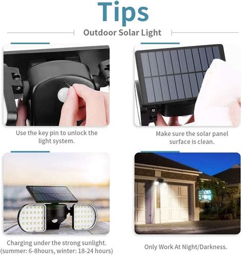 Ousfot Solar Lights Outdoor Led Solar Flood Lights Motion Sensor