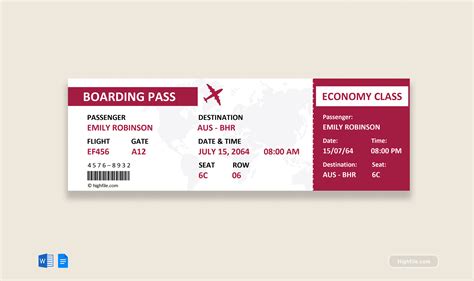 Plane Ticket Template - Word | Google Docs - Highfile