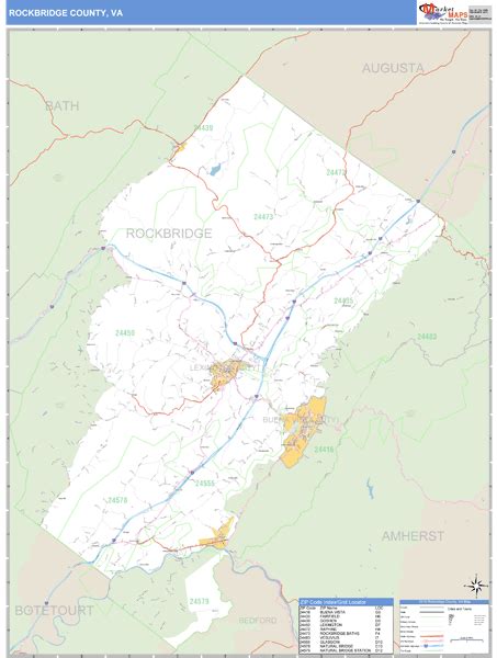 Rockbridge County Virginia Zip Code Wall Map