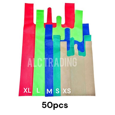 50pcs Eco Bag Tote Bag Sando Bag Non Woven Plain Vest Bag Ecobag