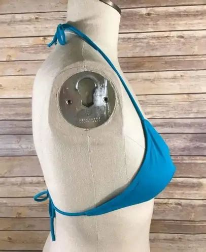 Victoria S Secret Triangle Halter Bikini Triangle Top Blue SMALL Swim