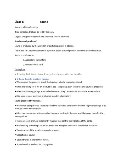 Class 8 Sound Pdf Sound Ear