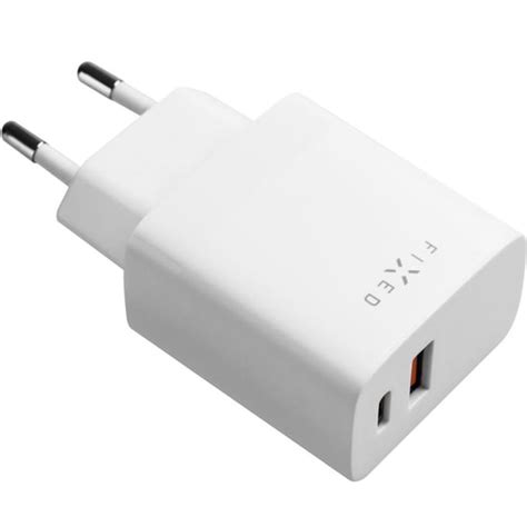 Ładowarka sieciowa Fixed Travel Charger USB C USB A 20W biała