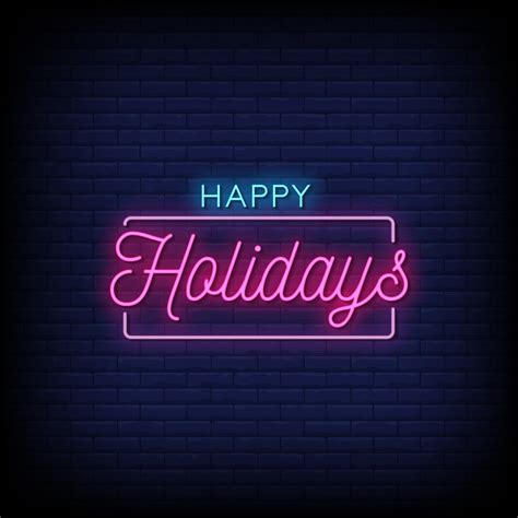 Happy Holidays Neon Signs Style Text Vector Vector Art At Vecteezy