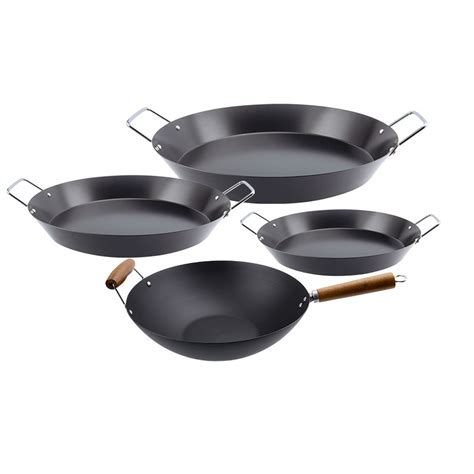 New Design Carbon Steel Cookware Paella Pan Nitrogen Wok With Helper