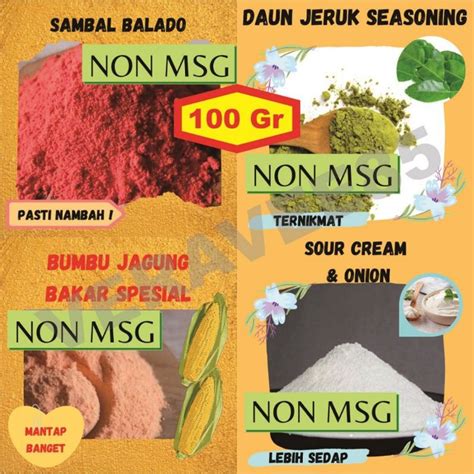 Jual Bumbu Tabur Non MSG Premium Bubuk No MSG Sambal Balado Daun Jeruk