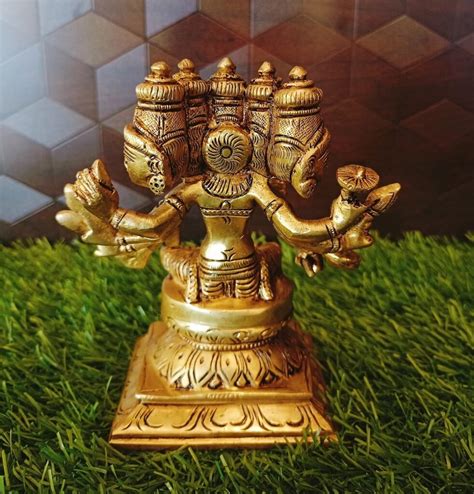 Brass Goddess Gayatri Statue Pure Brass Gayatri Devi Sitting Idol