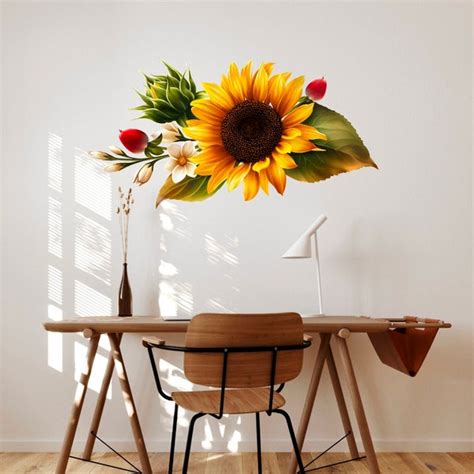 Sunflower Wall Mural Etsy