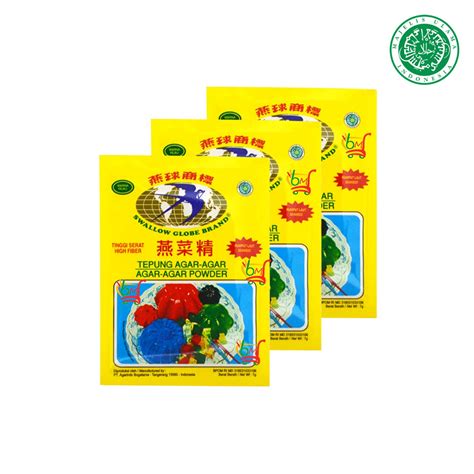 Jual 3PCS Agar Swallow Warna Hijau Tepung Agar Agar Netto 3pcs X 7gr