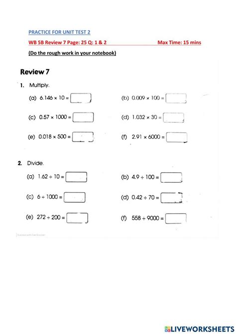 Multiply And Divide Decimals Activity Live Worksheets