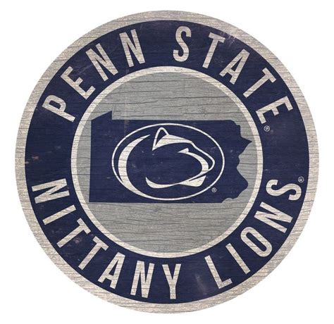 Penn State Nittany Lions Sign Wood 12 Inch Round State Design Penn