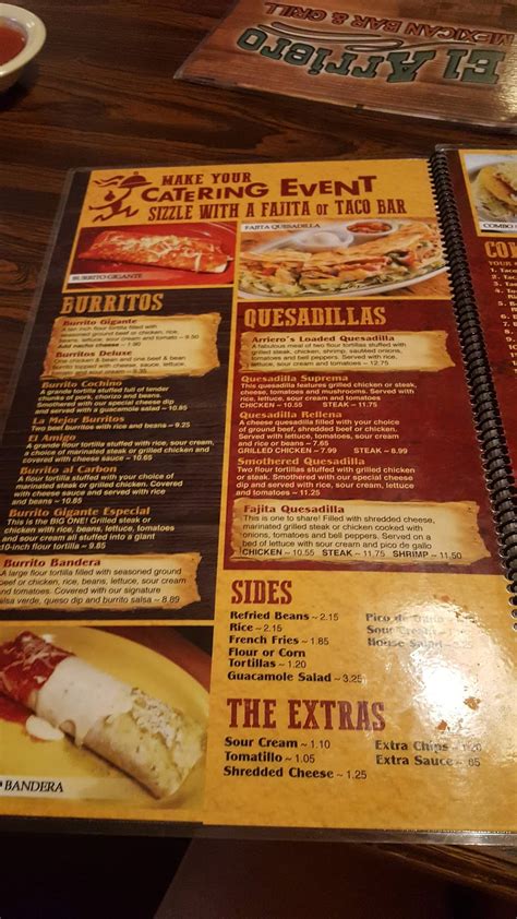 Menu At El Arriero Mexican Bar Grill Kokomo