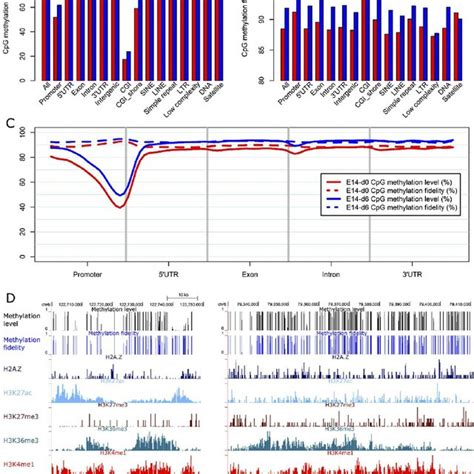 Characteristics Of Dna Methylation Level And Fidelity For Cpg Dyads At