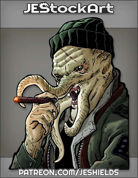 Scifi Tentacled Homeless Alien In Beanie Smoking A Cigar Cnb