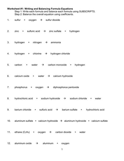 Writing Word And Skeleton Equations Worksheet Answers Tessshebaylo