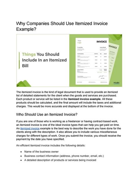 Why Companies Should Use Itemized Invoice Example By Mixbit Issuu