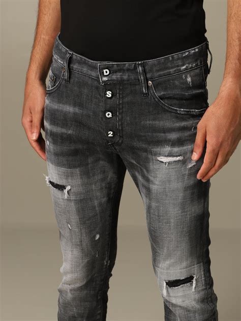 Dsquared2 Outlet Slim Fit Skater Jeans With Breaks Black Jeans